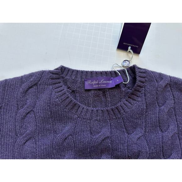 Ralph Lauren Purple Label Men's Cashmere Purple Knit Sweater Large IT NWT $995 - Picture 4 of 6